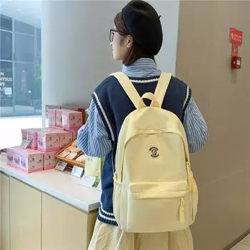 Студенческая школьная сумка, женский рюкзак большой вместимости, однотонный рюкзак чёрный