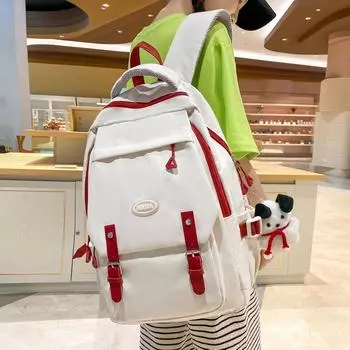 Студенческая школьная сумка, женский рюкзак для старшеклассников младших классов средней школы, рюкзак большой вместимости чёрный