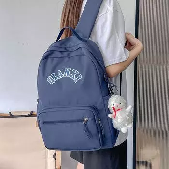 Студенческая школьная сумка, женский рюкзак для старшей средней школы, рюкзак большой емкости темно-синий