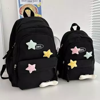 Студенческая школьная сумка, женский рюкзак для средней школы для девочек Small чёрный