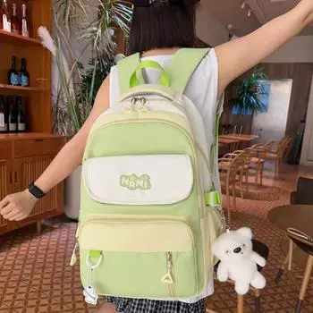 Студенческая школьная сумка, женский рюкзак контрастного цвета, рюкзак в стиле колледжа для девочек чёрный