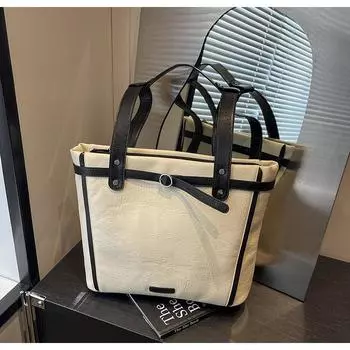 Студенческая сумка большой вместимости для женщин 2024 года, новая модная сумка-тоут, универсальная сумка-мессенджер, рюкзак чёрный