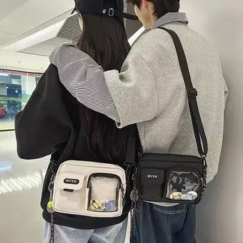 Студенческая сумка через плечо, мужская сумка для мобильного телефона, женская легкая сумка через плечо чёрный