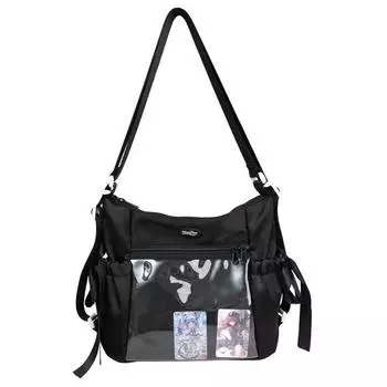 Студенческая сумка через плечо с клетчатым принтом, женская сумка для учебников большой вместимости чёрный