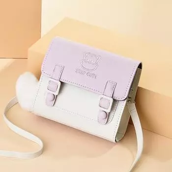 Студенческая сумка для девочек, сумка через плечо на одно плечо с изображением медвежонка, модная универсальная модная маленькая квадратная сумка one size белый