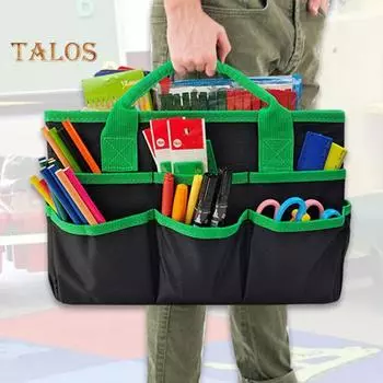 Студенческая сумка для канцелярских принадлежностей, 10 карманов, большая вместимость, большая несущая способность, сумка для школьного учителя, садовые инструменты, сумка для хранения, складная сумка для художника на открытом воздухе фиолетовый