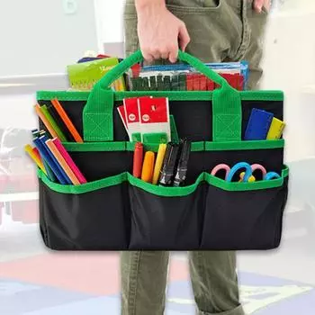 Студенческая сумка для канцелярских принадлежностей, 10 карманов, большая вместимость, большая несущая способность, школьная сумка для учителя, садовая сумка фиолетовый