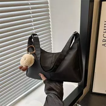 Студенческая сумка для отдыха, вместительная, женская, лето 2024, новая модная фактурная сумка-тоут, универсальная и популярная сумка-мессенджер Without pendant зелёный