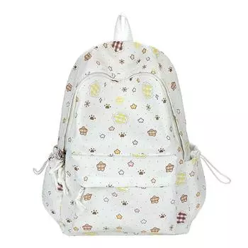 Студенческая сумка Кампус Цветочный женский рюкзак белый