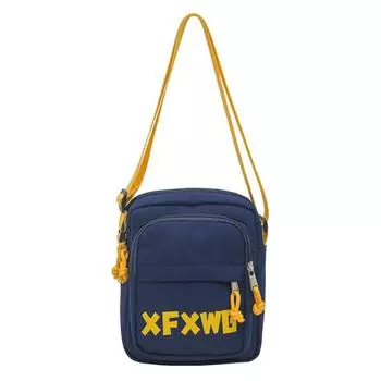 Студенческая сумка кроссбоди с надписью, женская легкая наплечная сумка, мужская сумка для мобильного телефона темно-синий