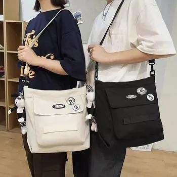 Студенческая сумка-мессенджер, классная сумка через плечо, однотонная женская сумка через плечо хаки