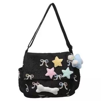 Студенческая сумка Messman Bag женская большая вместительная сумка через плечо чёрный