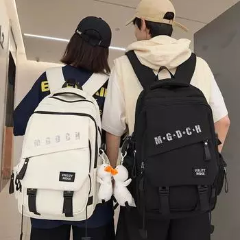 Студенческая сумка, мужской рюкзак с буквенным принтом, женский рюкзак для компьютера большой емкости, рюкзак для пары бежевый