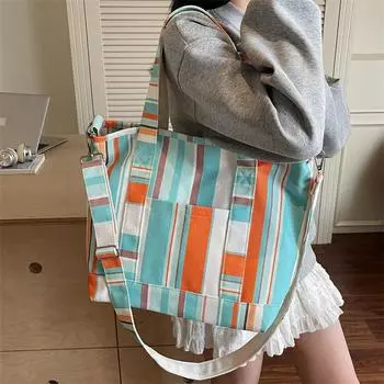 Студенческая трендовая сумка большая вместимость сумка-тоут для отдыха кампус высокая ценность новая женская синий