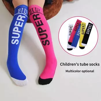 Студенческие чулки, носки-трубочки с надписью для детей, хлопковые носки для девочек, высокие носки-трубочки 35CM