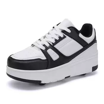 Студенческие кроссовки-беглецы Четырехколесные детские роликовые коньки Мужские и женские съемные кроссовки с колесиками 29