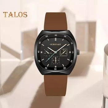 Студенческие кварцевые часы с квадратным циферблатом, силиконовый ремешок, кварцевый механизм без задержки, высокоточные наручные часы, повседневные часы коричневый