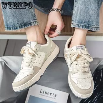 Студенческие повседневные туфли Niche Design с низким верхом для мужчин, повседневные туфли в стиле ретро, белые туфли Hundred with Niche Design Sense для мужчин, спортивная обувь 39 бежевый