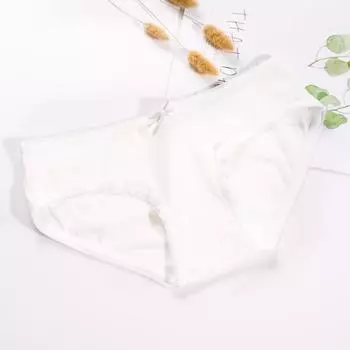 Студенческие простые однотонные дышащие трусы со средним низким бантом, хлопковое нижнее белье, трусы M белый