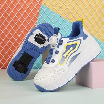 Студенческие роликовые коньки Детская обувь для беглецов Обувь для мальчиков и девочек с двойными колесами Летающая обувь Новая женская обувь с колесами 31