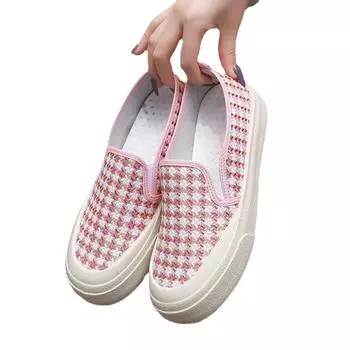 Студенческие туфли из парусины Женские туфли без застежек Обувь из парусины Повседневная обувь Удобные туфли на плоской подошве Zapatillas De Mujer Hombre 36 бежевый