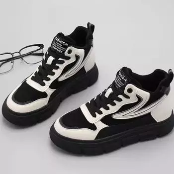 Студенческие высокие туфли, кроссовки, женская повседневная обувь, весенние новые бархатные универсальные туфли на платформе белого цвета для женщин 35