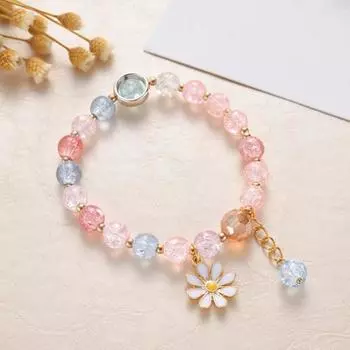 Студенческий браслет с подсолнухом и бисером, сладкий корейский стиль, универсальный браслет, подарок для девочек 4