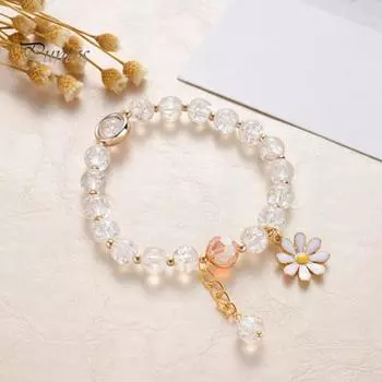 Студенческий браслет с подсолнухом и бисером, сладкий корейский стиль, универсальный браслет, подарок для девочек 5
