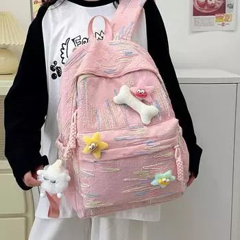 Студенческий двойной рюкзак, школьная версия, модный рюкзак, нишевый мини-рюкзак, высокая стоимость, женский стиль Ins синий