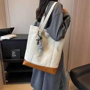 Студенческий класс, ручная большая сумка, сумка через плечо, парусиновая сумка, женская сумка хаки