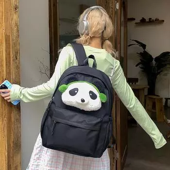 Студенческий мультяшный школьный рюкзак для младших и старших классов средней школы, большой емкости, кампусный рюкзак для женщин чёрный