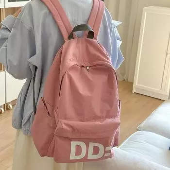 Студенческий однотонный школьный рюкзак для женщин с надписью «Письмо» большой емкости розовый