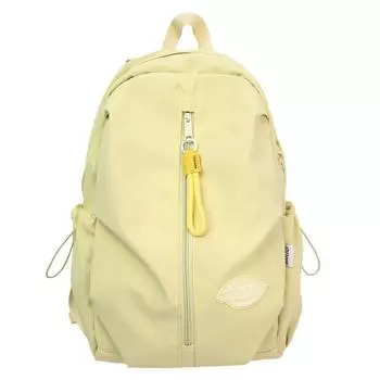 Студенческий однотонный школьный рюкзак унисекс большой вместимости жёлтый