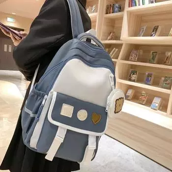 Студенческий однотонный школьный рюкзак, женский рюкзак большой емкости, мужской дорожный рюкзак