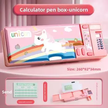 Студенческий пластиковый пенал Милый мультяшный детский калькулятор Многофункциональный пенал Большой вместимости для хранения