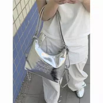 Студенческий повседневный рюкзак для женщин 2024 года, сумка-тоут с надписью Tide Summer Letter, большой емкости, рюкзак через плечо [ серебряный