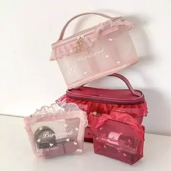 Студенческий прозрачный сетчатый пенал Ins Travel Cosmetic Organizer для женщин Косметичка для губной помады и кистей для хранения сумок