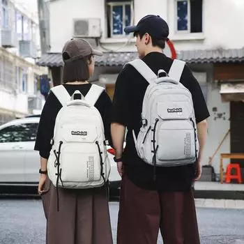 Студенческий рюкзак большой емкости с буквенным принтом, мужская спортивная дорожная сумка для спорта на открытом воздухе, женский компьютерный рюкзак бежевый