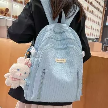 Студенческий рюкзак большой емкости водонепроницаемый модный однотонный с буквами для девочек-подростков повседневный розовый