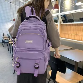 Студенческий рюкзак для школьников средней школы, школьный рюкзак большой емкости для компьютера чёрный