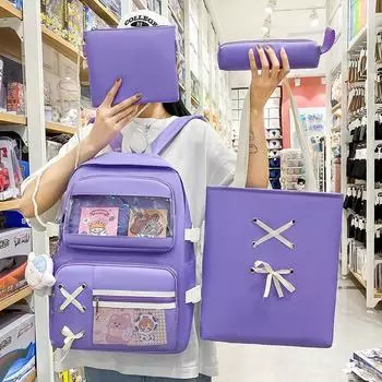 Студенческий рюкзак для школьной сумки большой емкости для учащихся средней школы фиолетовый