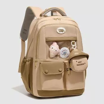 Студенческий рюкзак контрастного цвета, большой вместимости, школьный рюкзак, женский рюкзак хаки