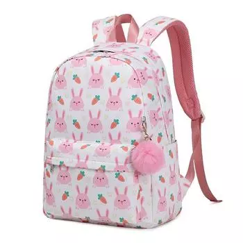 Студенческий рюкзак. Милый простой рюкзак для средней школы. Рюкзак большой емкости с принтом кролика. One Size розовый
