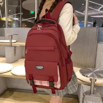 Студенческий рюкзак Пара Рюкзак Кампус Клетчатая школьная сумка чёрный