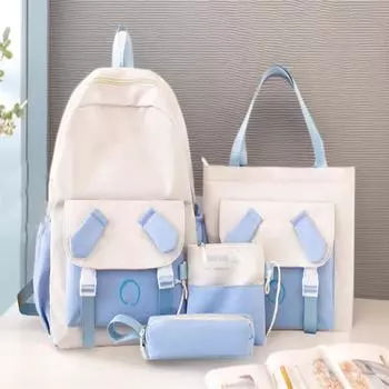 Студенческий рюкзак, Рюкзак с мультяшным принтом, Дорожный рюкзак One Size синий