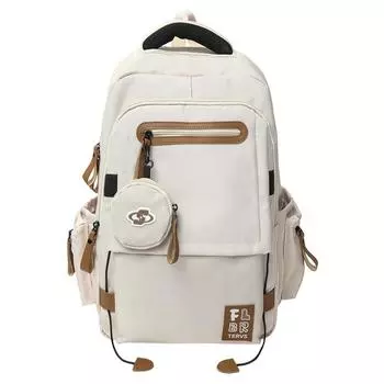 Студенческий рюкзак Унисекс Защита позвоночника и Декомпрессия Рюкзак большой вместимости Рюкзак для ученика средней школы белый