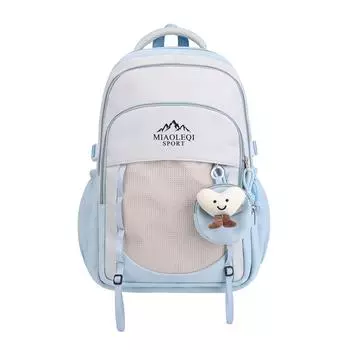 Студенческий рюкзак в стиле колледжа, цветной блок, женский рюкзак большой вместимости синий