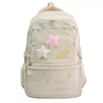 Студенческий рюкзак в стиле колледжа, контрастного цвета, большой вместимости, женский белый