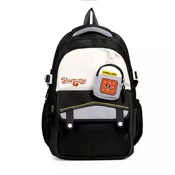 Студенческий рюкзак в стиле колледжа, мультяшный, женский, большой вместимости, для компьютера чёрный