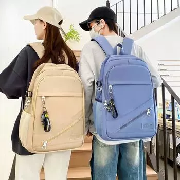 Студенческий рюкзак в студенческом стиле, однотонный школьный рюкзак синий